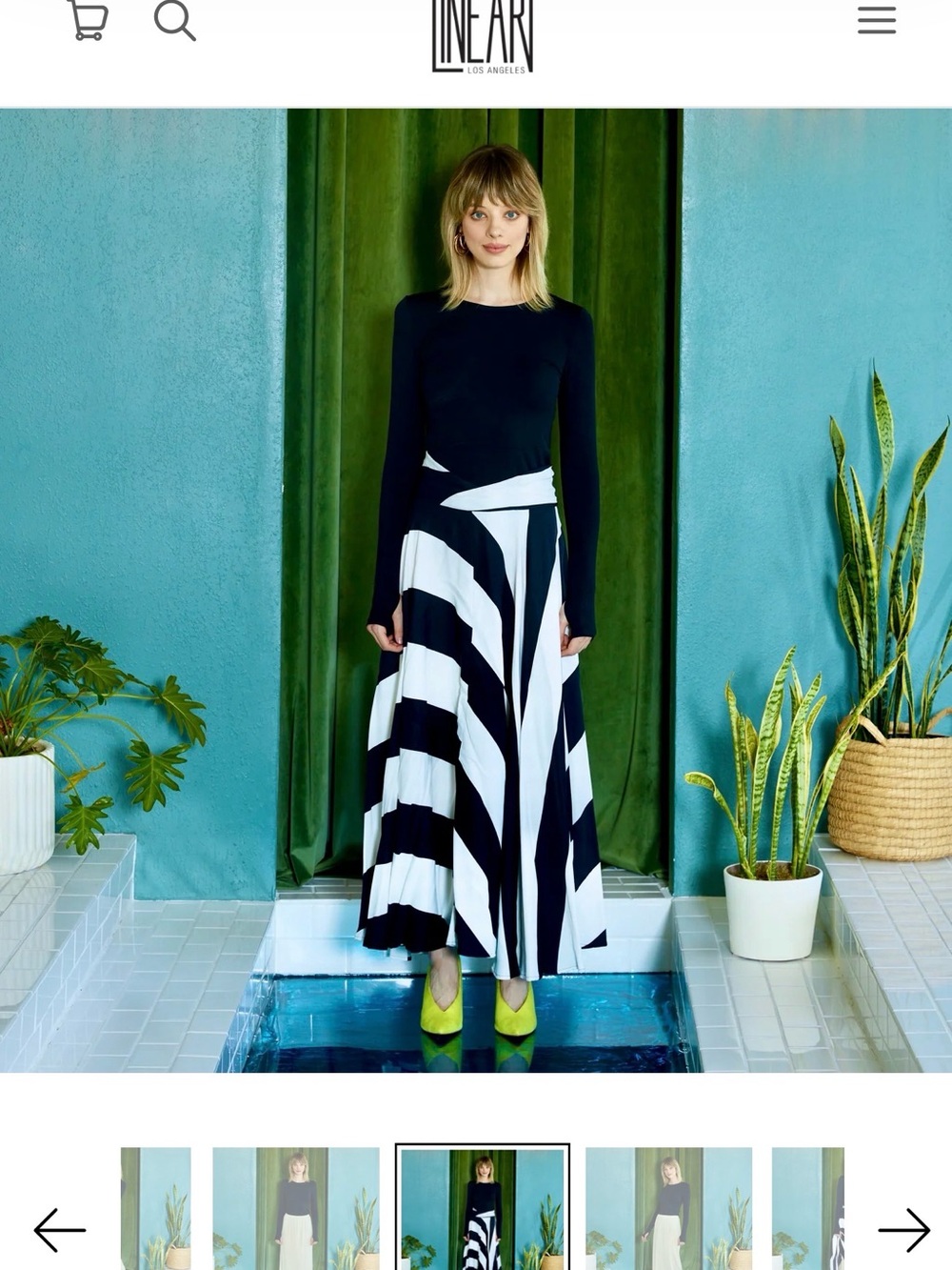 Black & White Striped A-Line Maxi Full Flowing Skirt. Sz 16